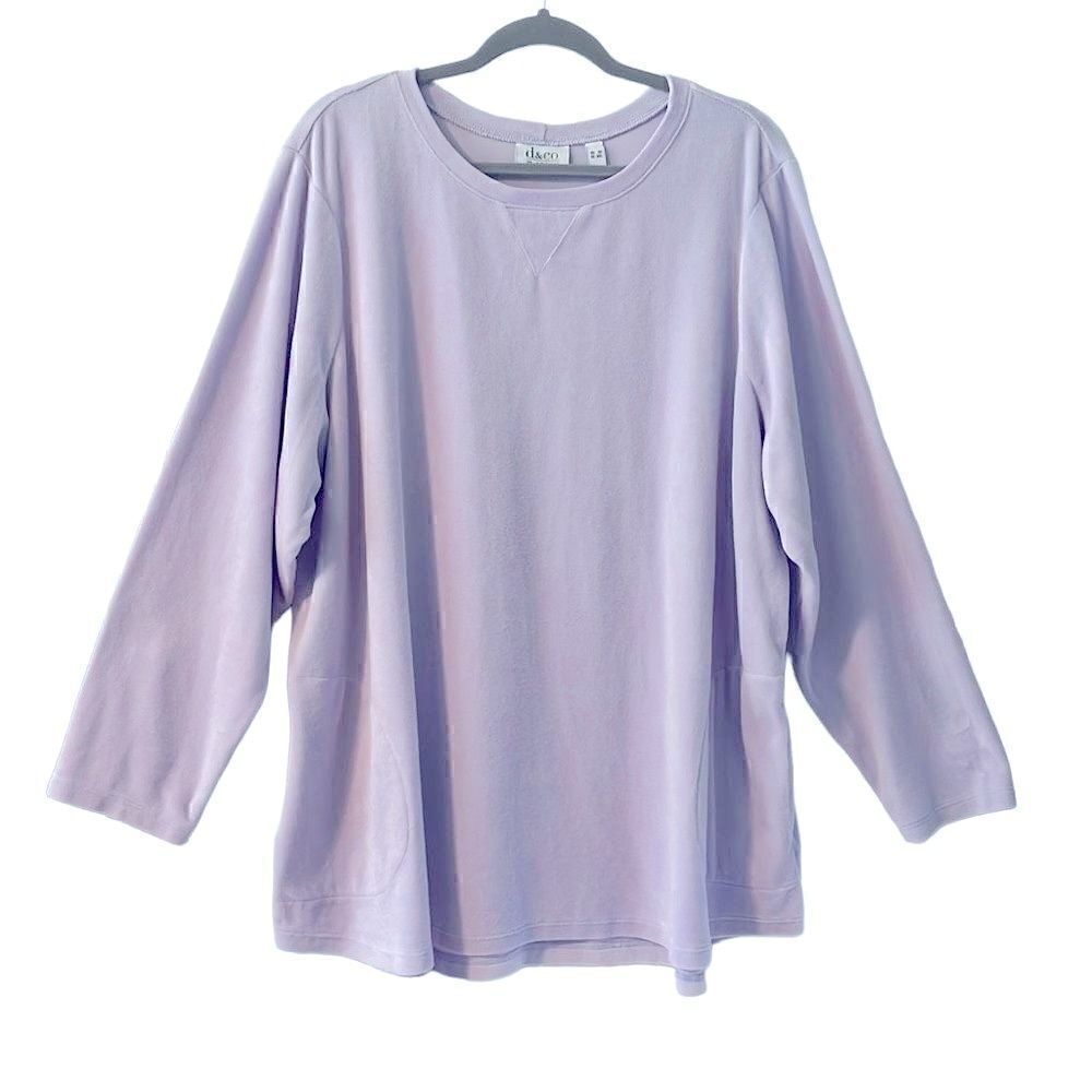 d & co. active lavender color soft velour tunic with pockets size 3XL